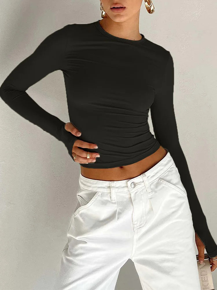GRACE – LONG SLEEVE SLIM FIT CROP TOP