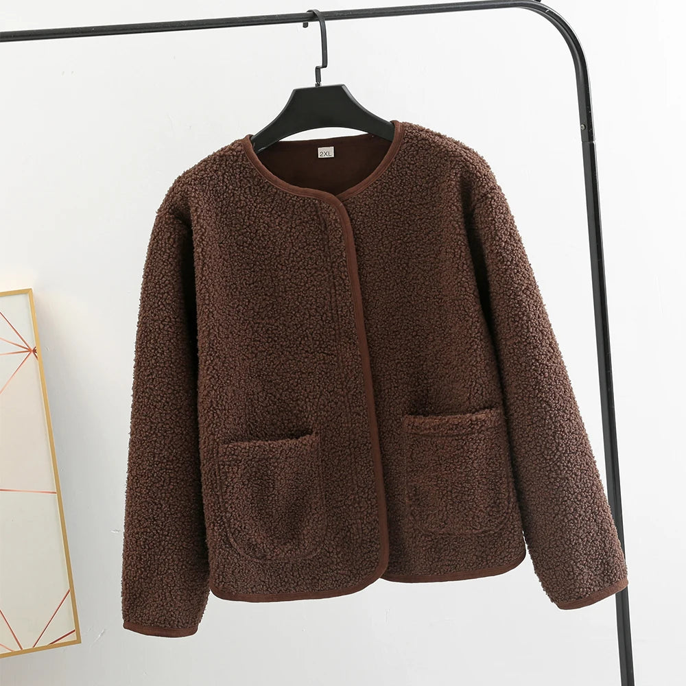 VIVIAN – FAUX LAMB WOOL JACKET & FLEECE CARDIGAN