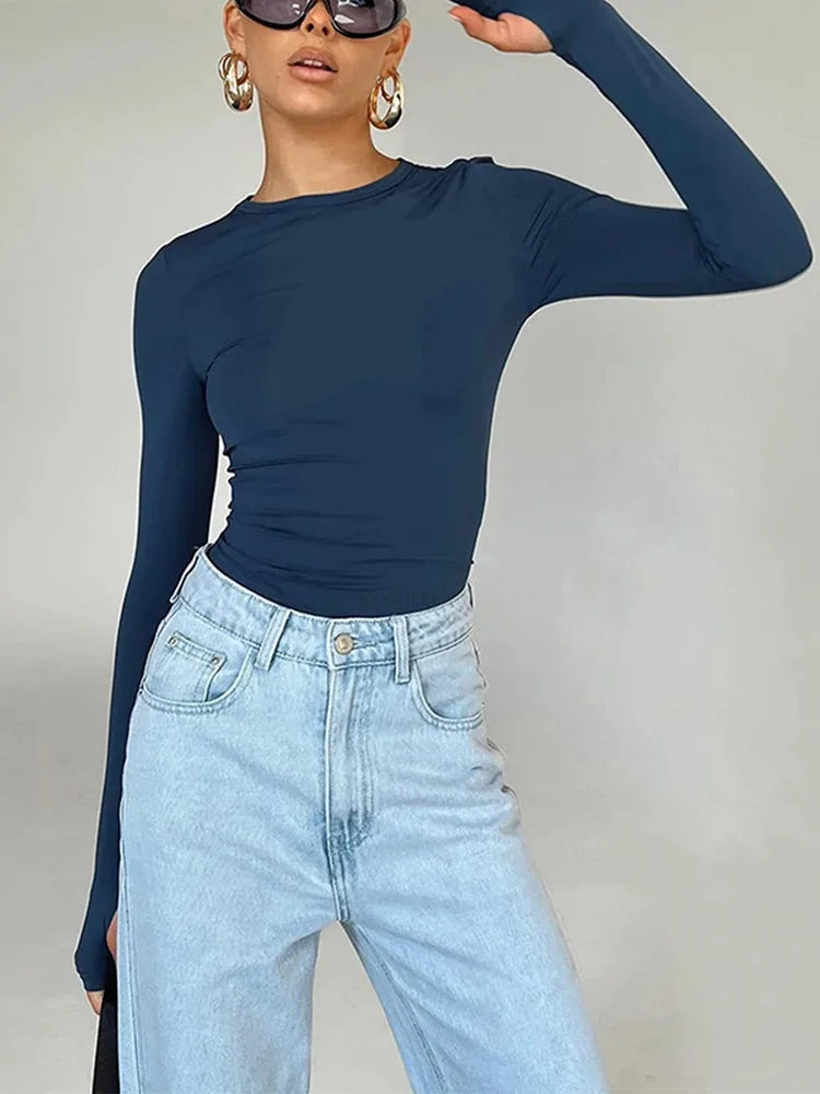 GRACE – LONG SLEEVE SLIM FIT CROP TOP