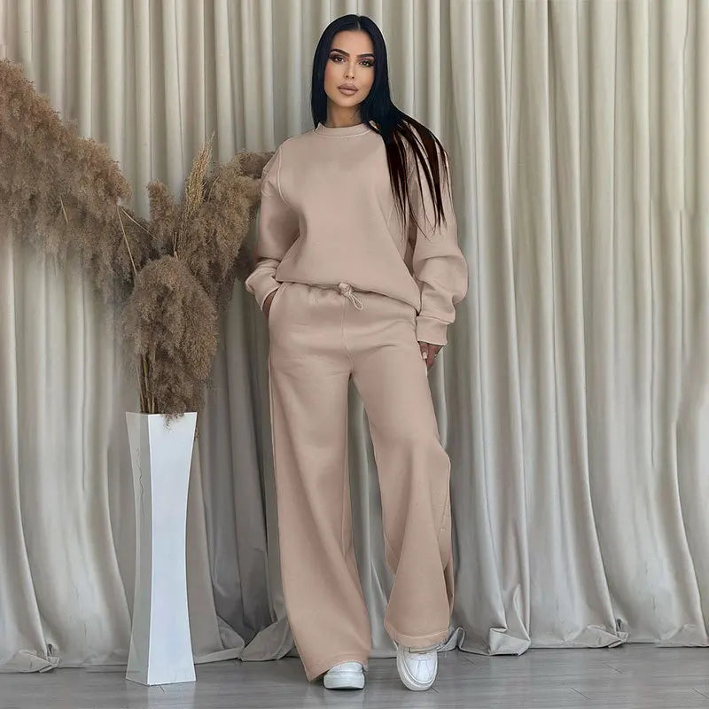 GRACIE – ROUND NECK TOP & WIDE LEG PANTS SET