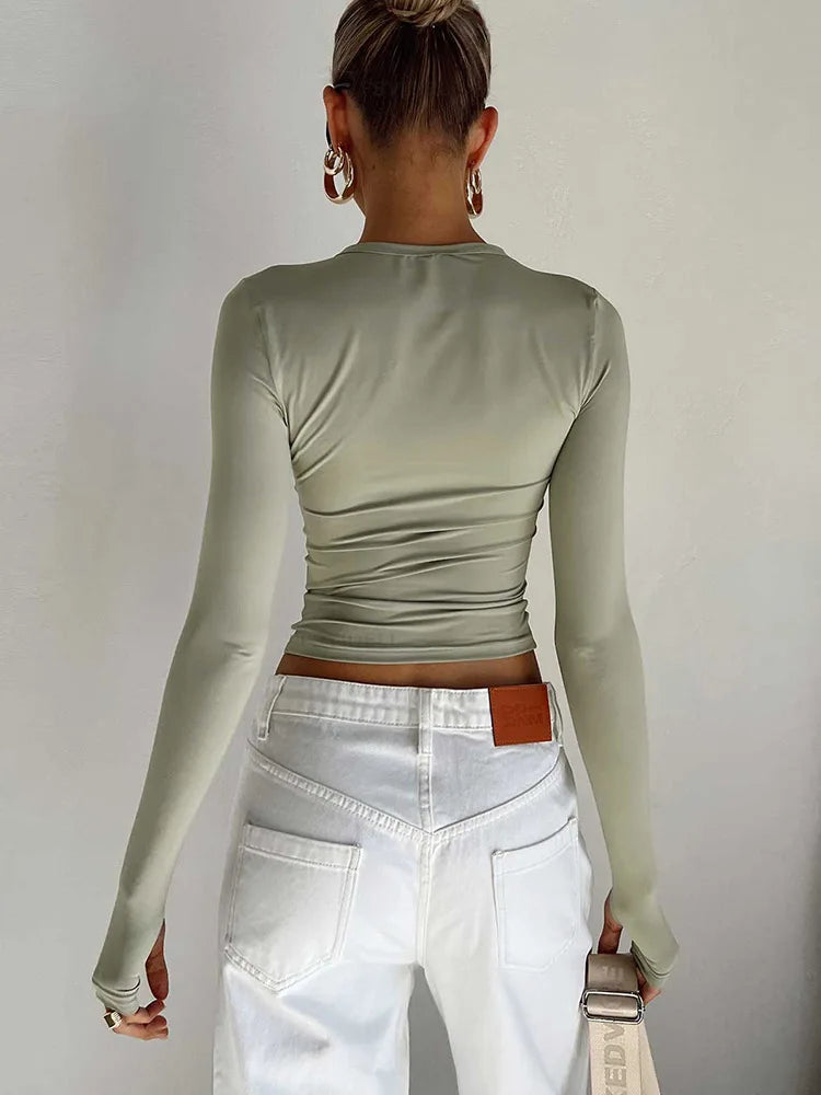 GRACE – LONG SLEEVE SLIM FIT CROP TOP