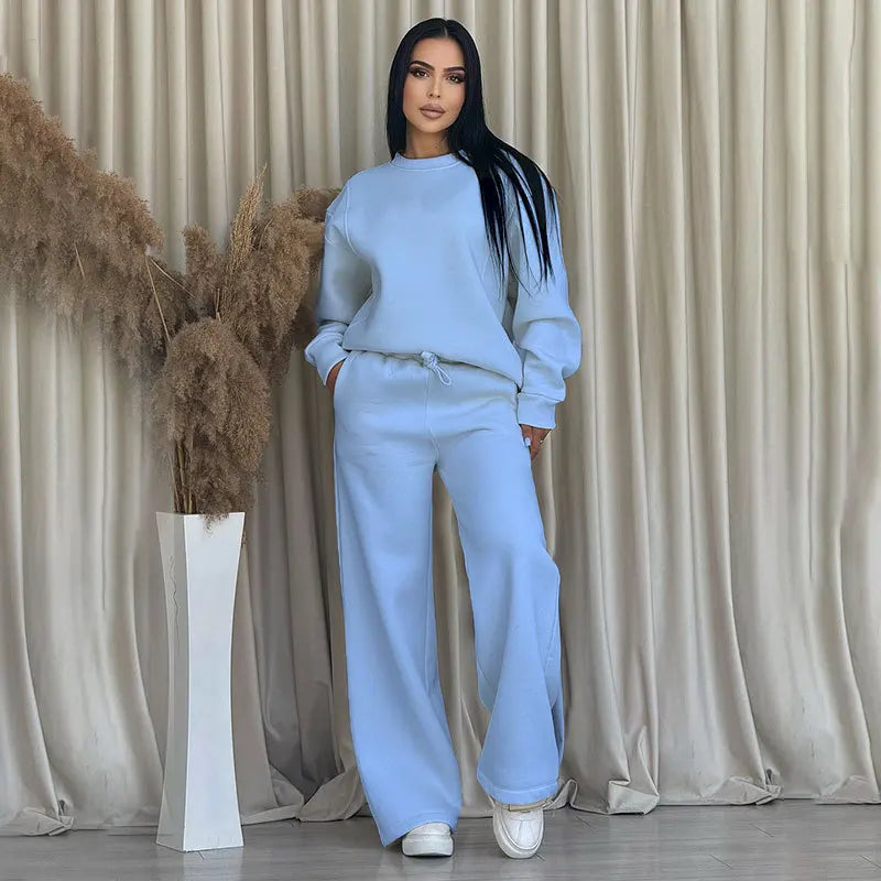 GRACIE – ROUND NECK TOP & WIDE LEG PANTS SET