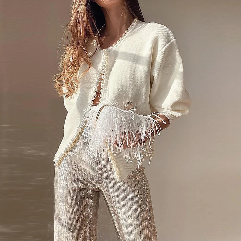 OLIVIA – PEARL DETAIL KNIT SWEATER & CARDIGAN