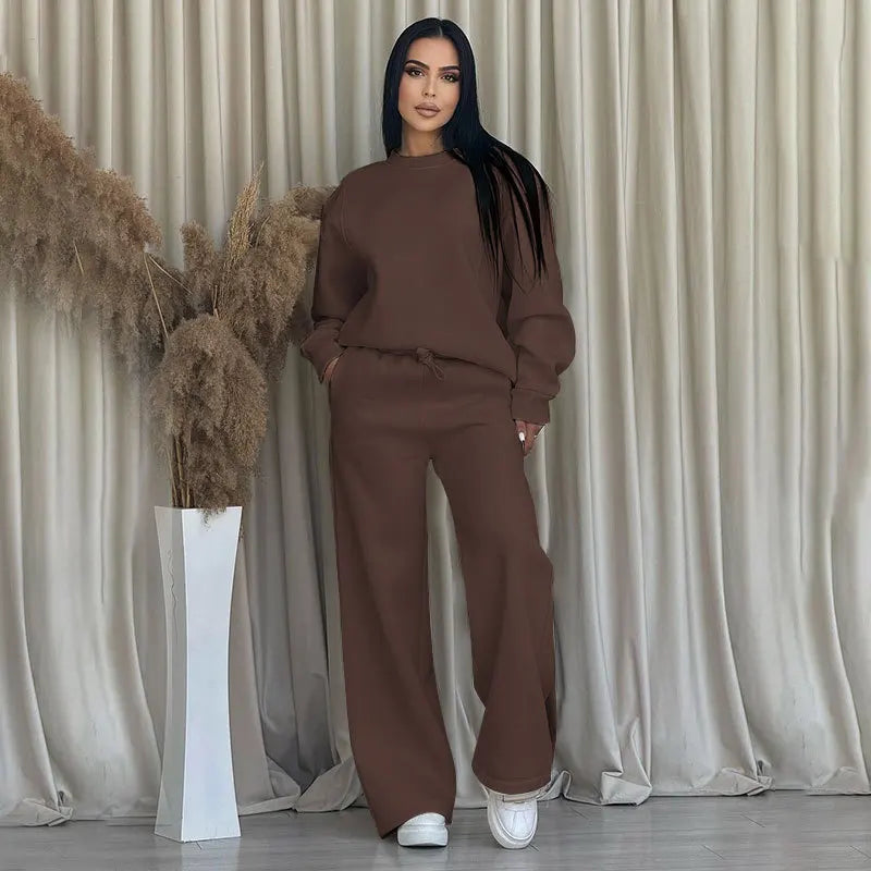 GRACIE – ROUND NECK TOP & WIDE LEG PANTS SET