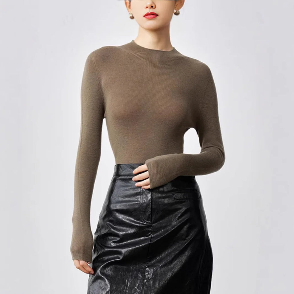 HANNAH – WOOLEN KNIT TOP & HIGH COLLAR SHIRT