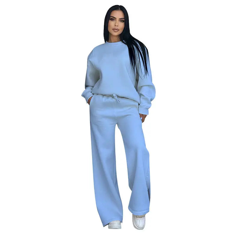 GRACIE – ROUND NECK TOP & WIDE LEG PANTS SET