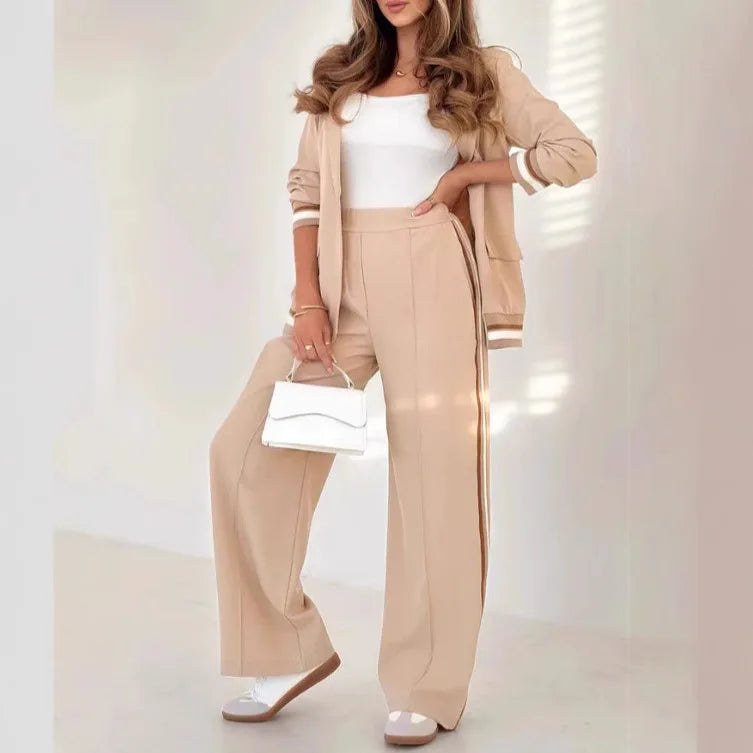 VIOLA – WIDE LEG PANTS & BUTTON COAT SET