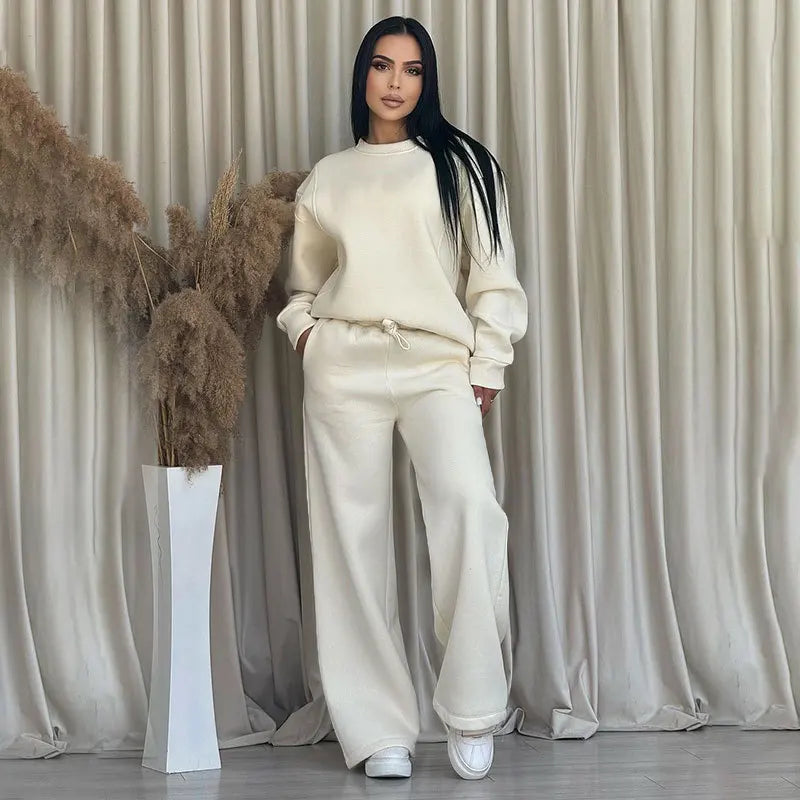 GRACIE – ROUND NECK TOP & WIDE LEG PANTS SET