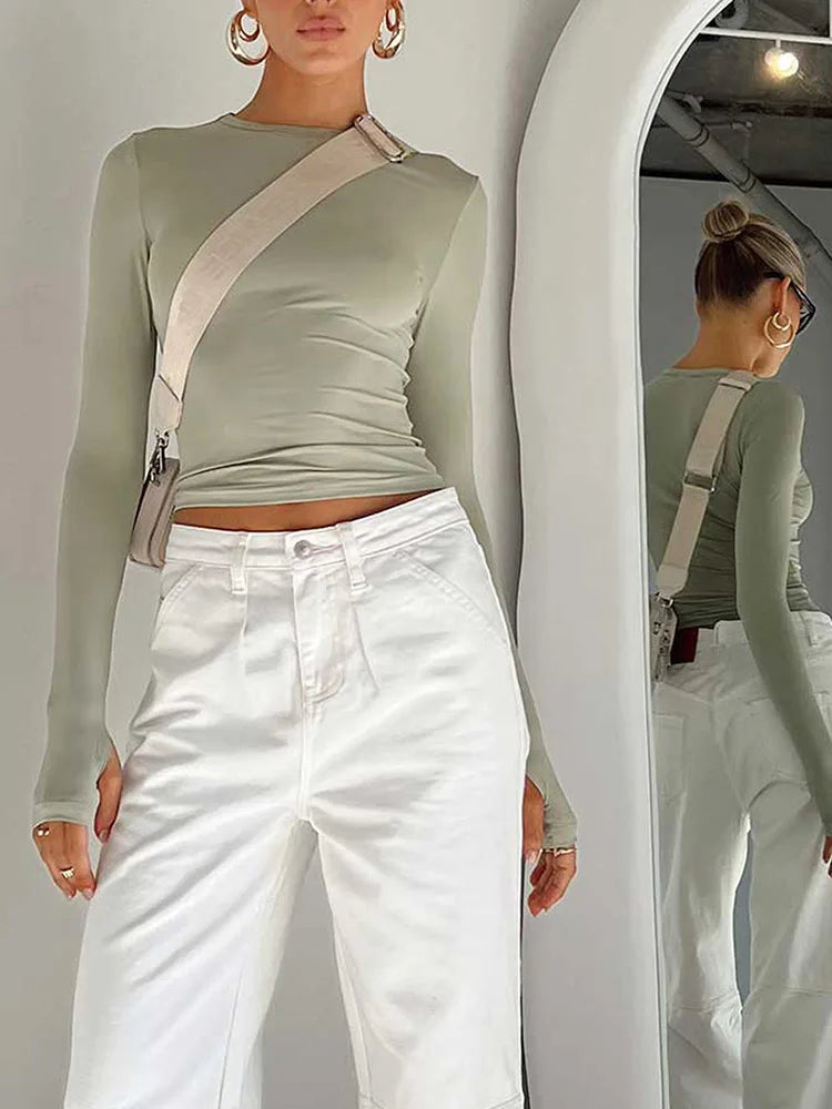 GRACE – LONG SLEEVE SLIM FIT CROP TOP