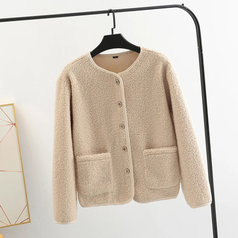 VIVIAN – FAUX LAMB WOOL JACKET & FLEECE CARDIGAN