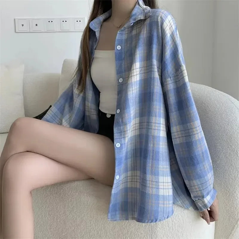 EMILY – PLAID BUTTON-UP SHIRT & LOOSE BLOUSE