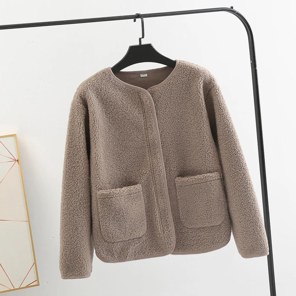 VIVIAN – FAUX LAMB WOOL JACKET & FLEECE CARDIGAN